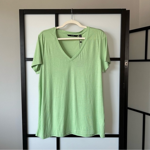 [XL] Vero Moda NWT Women’s Lime Green V-Neck Short Sleeve Tee - Picture 2 of 13